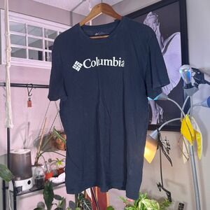 Columbia T-Shirt Mens XL Navy Blue Excellent Short Sleeve Logo Graphic Tee